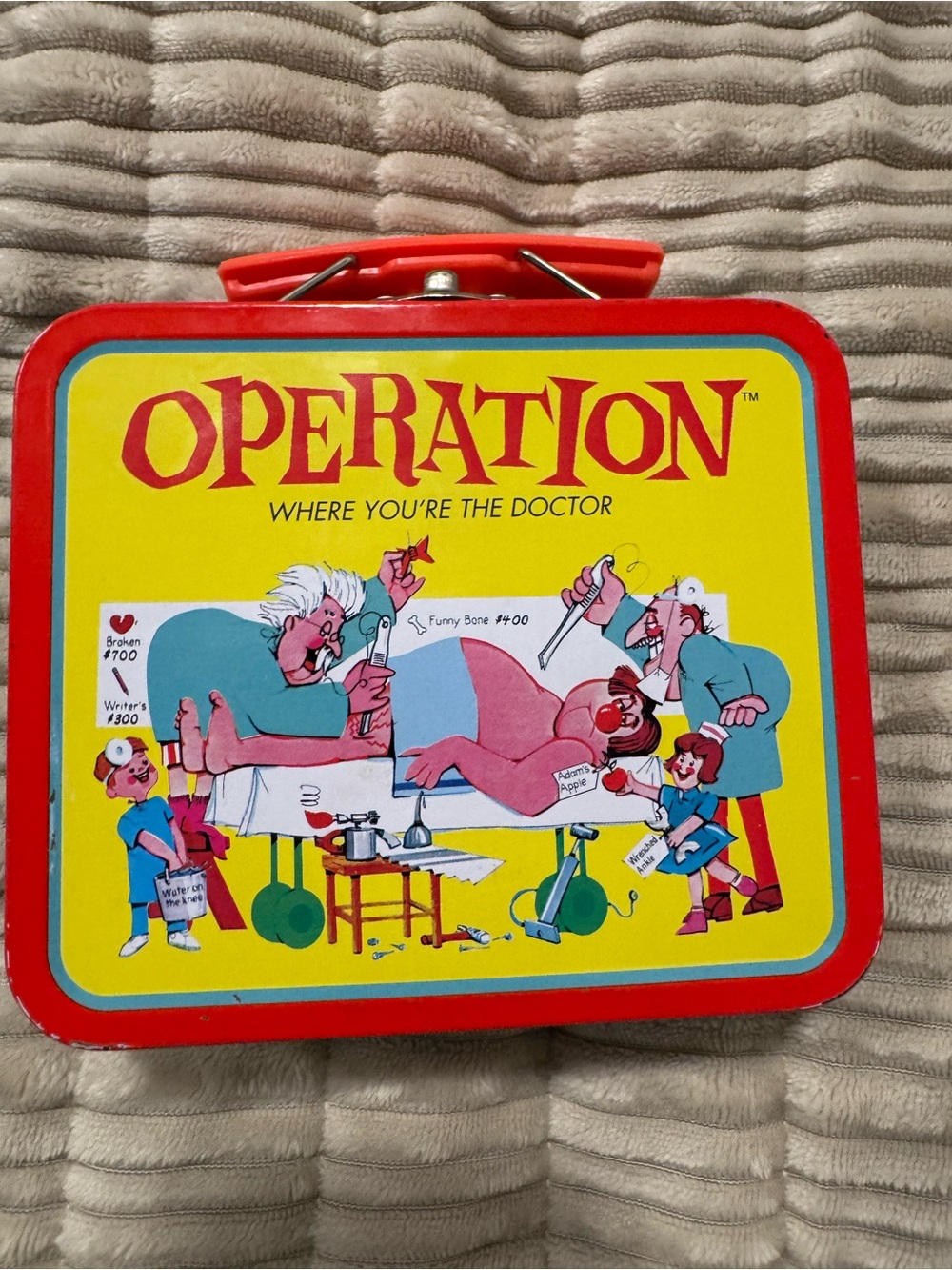 Hasbro Operation Vintage 1997 Red Tin Lunch Box -